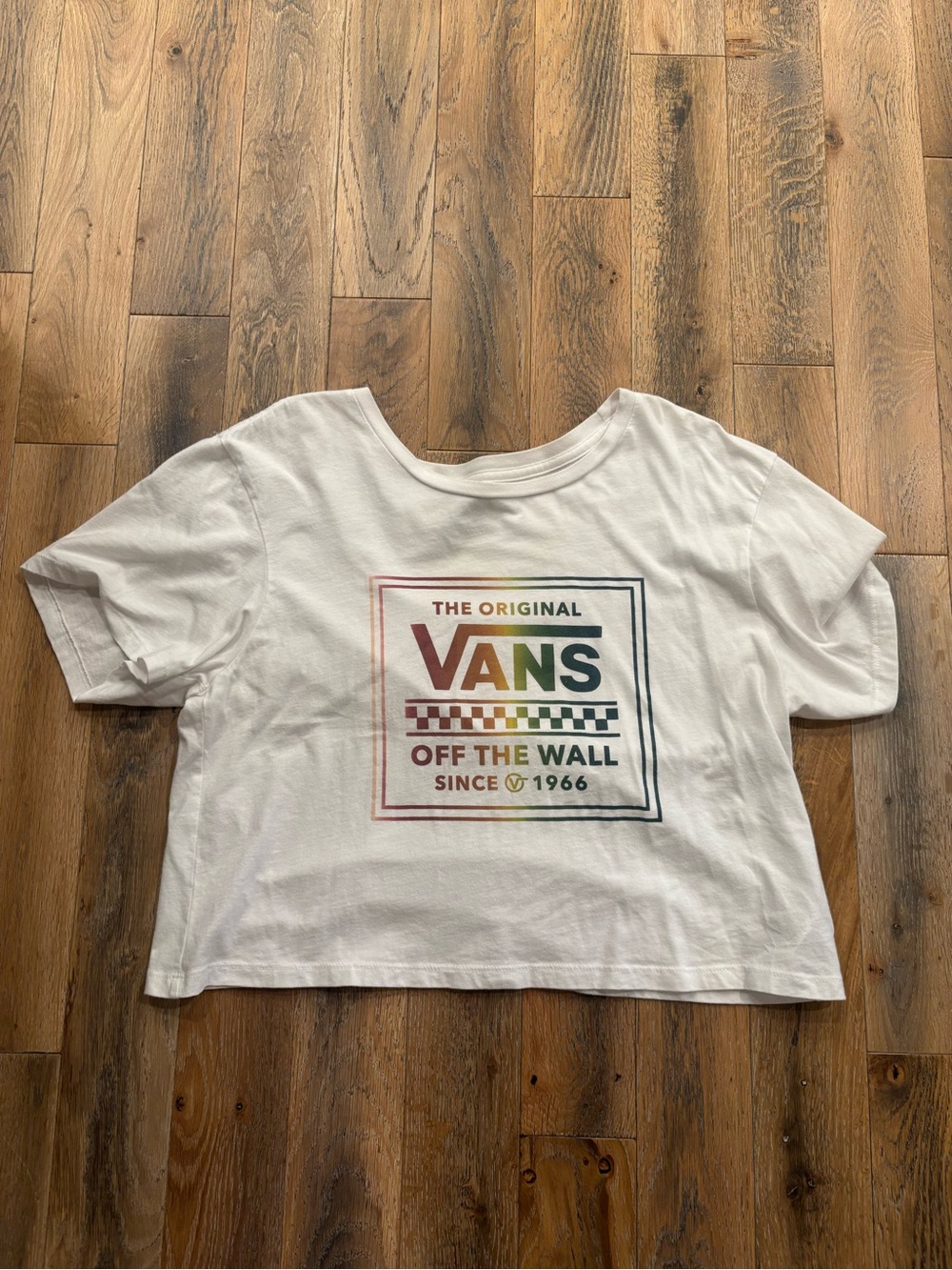 Vans Cropped ' White Rainbow Logo T-Shirt